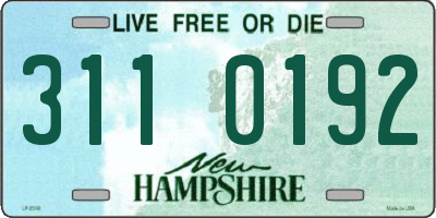 NH license plate 3110192