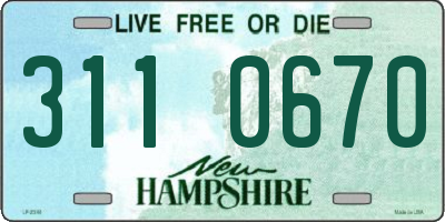 NH license plate 3110670