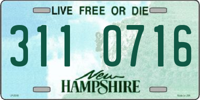 NH license plate 3110716