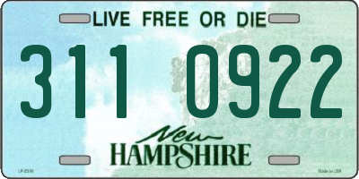 NH license plate 3110922