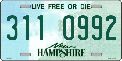 NH license plate 3110992