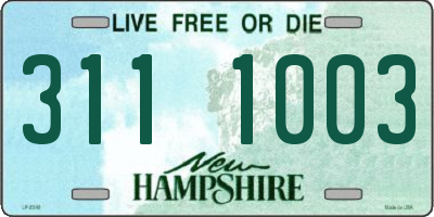 NH license plate 3111003