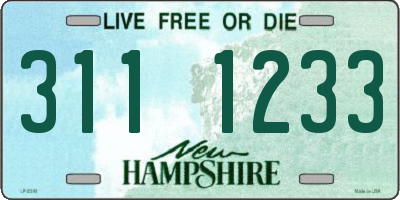 NH license plate 3111233