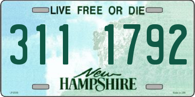 NH license plate 3111792