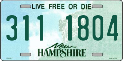 NH license plate 3111804