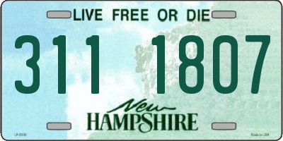 NH license plate 3111807