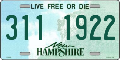 NH license plate 3111922