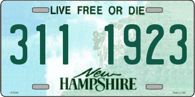NH license plate 3111923