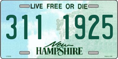 NH license plate 3111925