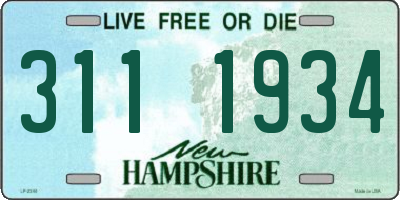 NH license plate 3111934