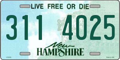 NH license plate 3114025