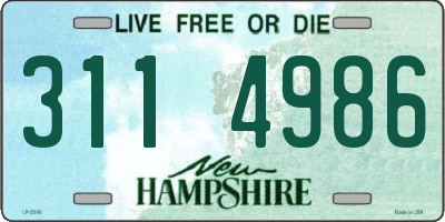 NH license plate 3114986