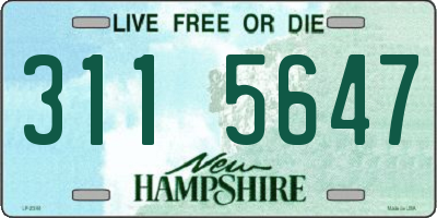 NH license plate 3115647