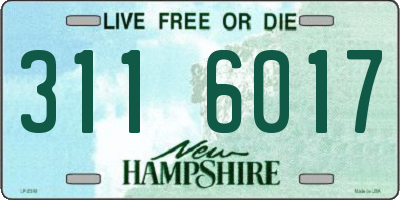 NH license plate 3116017