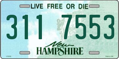 NH license plate 3117553