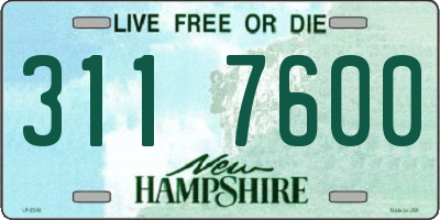 NH license plate 3117600