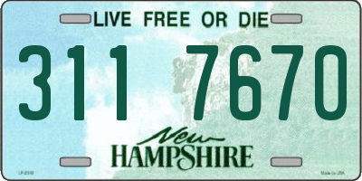 NH license plate 3117670
