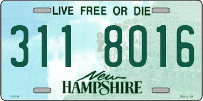 NH license plate 3118016