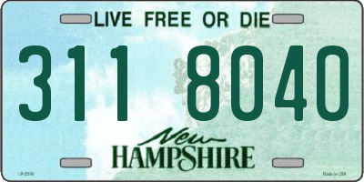 NH license plate 3118040