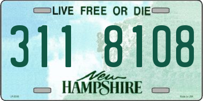 NH license plate 3118108