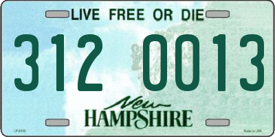 NH license plate 3120013