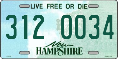 NH license plate 3120034