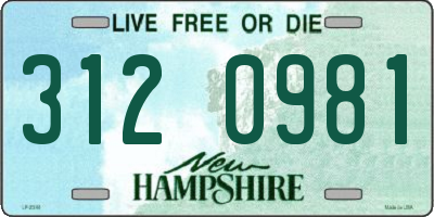 NH license plate 3120981