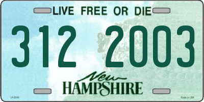 NH license plate 3122003