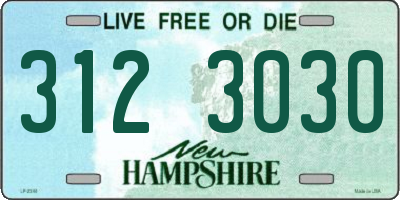 NH license plate 3123030