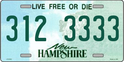 NH license plate 3123333