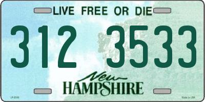 NH license plate 3123533
