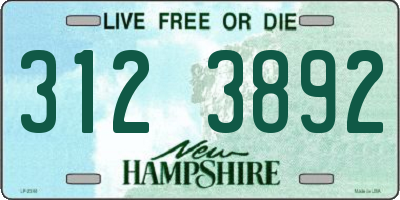 NH license plate 3123892