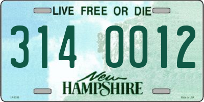 NH license plate 3140012