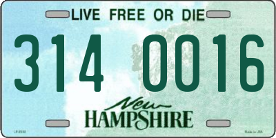 NH license plate 3140016
