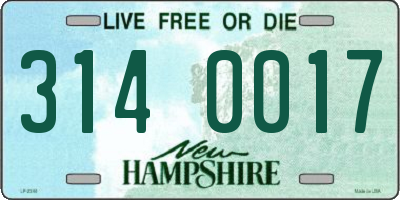 NH license plate 3140017