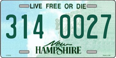 NH license plate 3140027