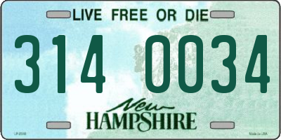 NH license plate 3140034