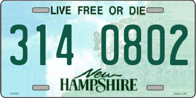 NH license plate 3140802