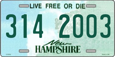 NH license plate 3142003