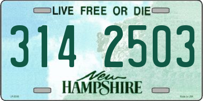 NH license plate 3142503