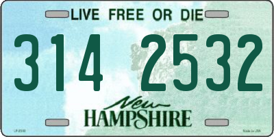 NH license plate 3142532