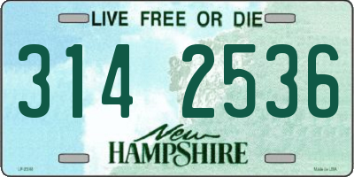 NH license plate 3142536
