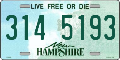 NH license plate 3145193