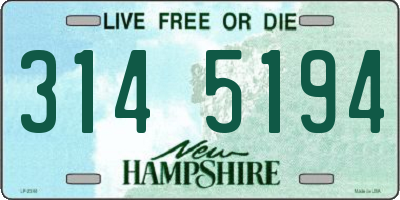 NH license plate 3145194