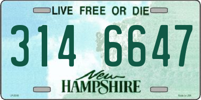 NH license plate 3146647