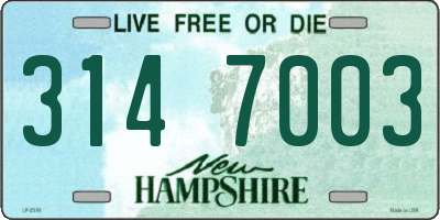 NH license plate 3147003