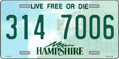 NH license plate 3147006