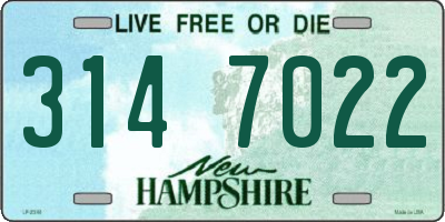 NH license plate 3147022