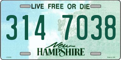 NH license plate 3147038