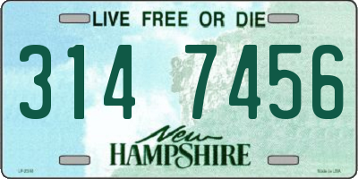 NH license plate 3147456